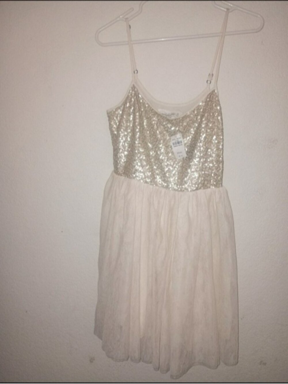 Abercrombie & Fitch Ivory Sequin Bodice Tulle Dress